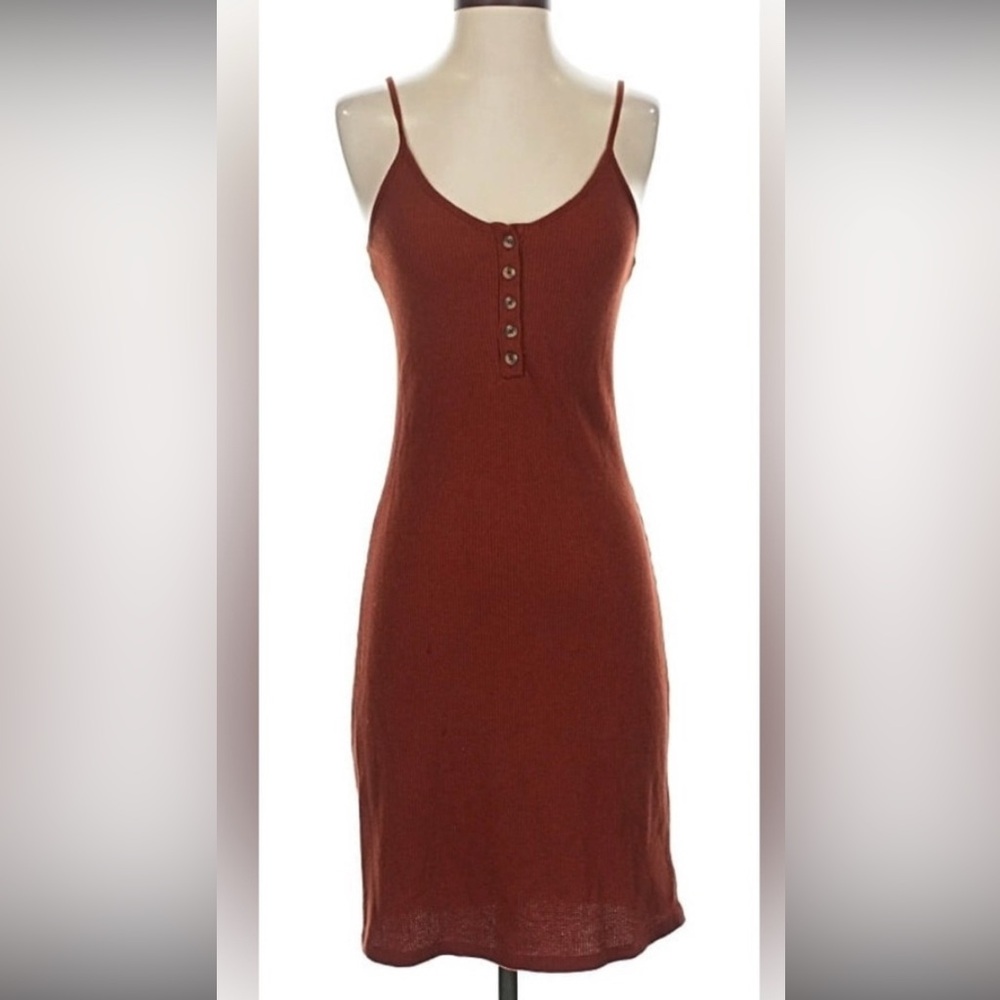 Rust Textured Casual Dress